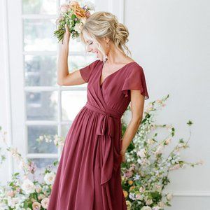 Revelry Harper Chiffon Faux Wrap Dress, Size XL